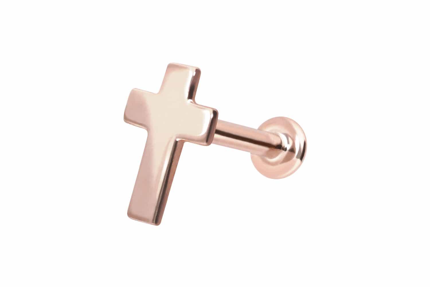 14 Karat Gold Labret Piercing mit Push Fit KREUZ